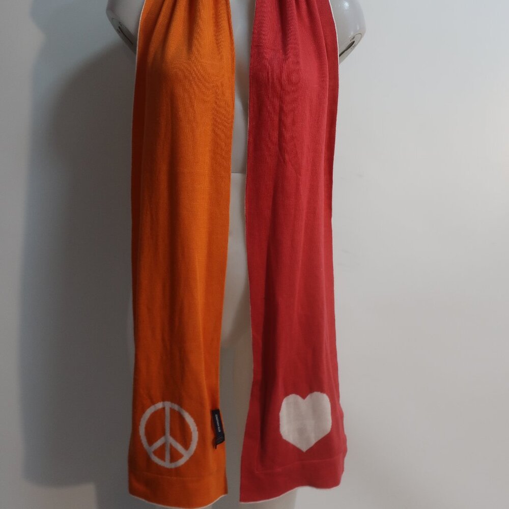 Womens Jonathan Adler (Item-39) Coral Orange Off-White Peace Love Scarf